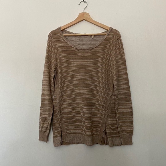Soft Surroundings Brown Ribbed Scoop Neck With a Twist Sweater - Picture 1 of 3